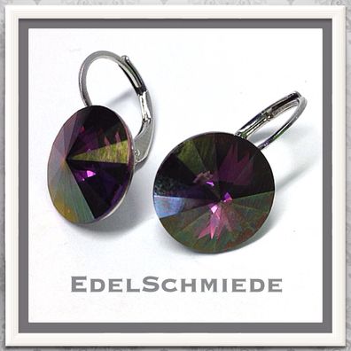 Edelschmiede925 Ohrhänger (Stift = Titan) Swarovski Kristall 12 mm