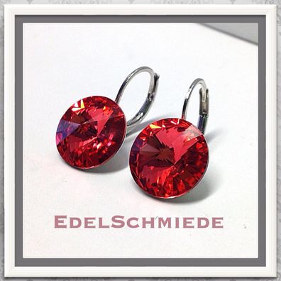 Edelschmiede925 Ohrhänger (Stift = Titan) Swarovski Kristall 12 mm