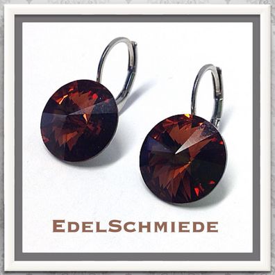 Edelschmiede925 Ohrhänger (Stift = Titan) Swarovski Kristall 12 mm