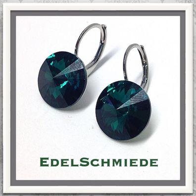 Edelschmiede925 Ohrhänger (Stift = Titan) Swarovski Kristall 12 mm