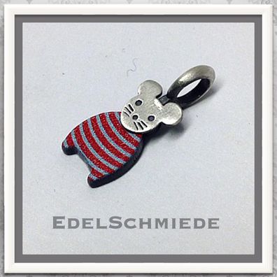 Edelschmiede925 winzige Maus 925 Silber mit Acryl Platte gestreift