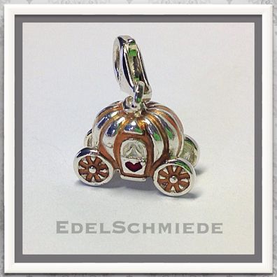 Edelschmiede925 Charm Anhänger 925 Silber Märchenkutsche