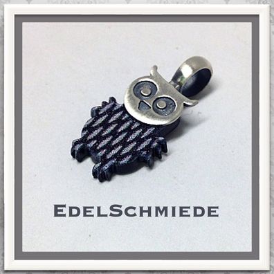 Edelschmiede925 kleine Eule 925 Silber mit Acryl Platte gemustert