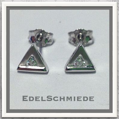 Edelschmiede925 dreieckige Ohrstecker in 925 Silber mit Zirkonia