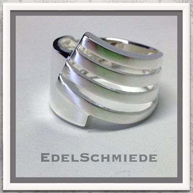 Edelschmiede925 breiter Silberring 925 teilweise mattiert Ringgröße 61