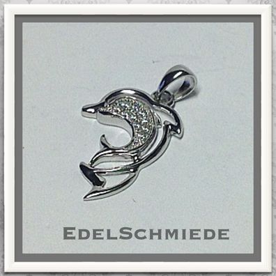 Edelschmiede925 kleines Delfinpaar in 925 Silber als Anhänger