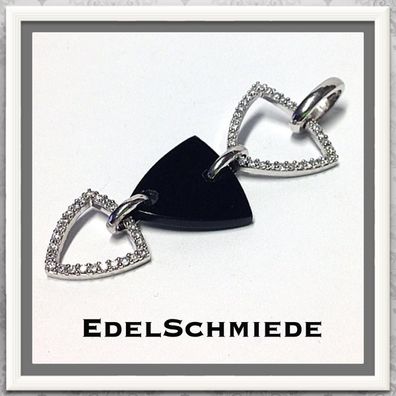 Edelschmiede925 Anhänger in 925 Silber rhod mit Onyx und Zirkonia