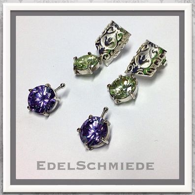 Edelschmiede925 Silberohrstecker 925 mit Wechselelement - Zirkonia