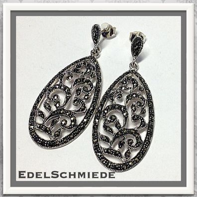 Edelschmiede925 edle, antike Ohrhänger in 925 Silber mit Markasit