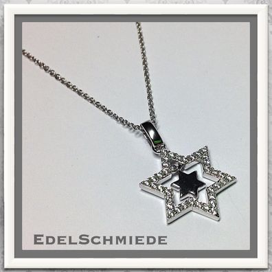 Edelschmiede925 Anh inkl Kette 925/- rhod Stern mit Zirkonias