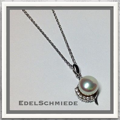 Edelschmiede925 dezenter Anhänger 925 Silber rh Perle inkl. Kette