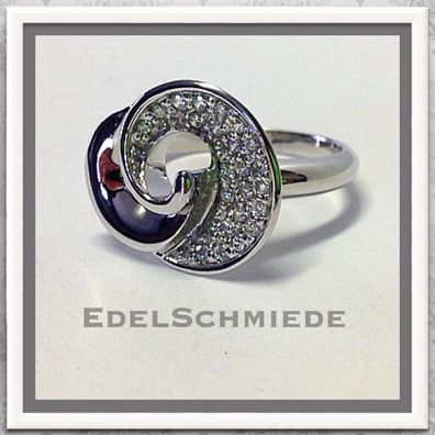 Edelschmiede925 Edler Silberring 92 rhod mit Zirkonias Ringgröße 57 1/2