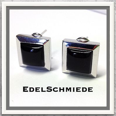 Edelschmiede925 Steckclips in 925 rhod Silber mit Onyx - Quadrat