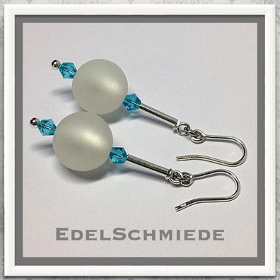 Edelschmiede925 Ohrhänger in 925 Silber mit weißer Acrylperle