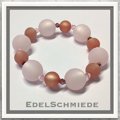 Edelschmiede925 Armband mit farbigen Acrylperlen + Glaskristallen