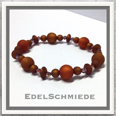 Edelschmiede925 Armband mit farbigen Acrylperlen + Glaskristallen