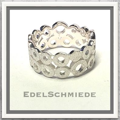 Edelschmiede925 Bandring runde Kreise 925 Silber eismatt Ringgröße 58