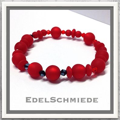 Edelschmiede925 Armband mit farbigen Acrylperlen + Glaskristallen