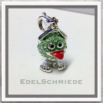 Edelschmiede925 Charm Anhänger 925 Silber freches Monster grün