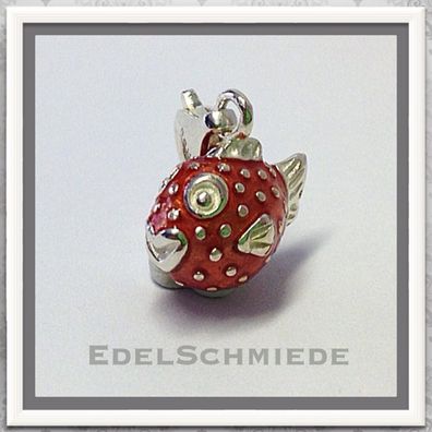 Edelschmiede925 Charm Anhänger in 925 Silber massiv Kugelfisch