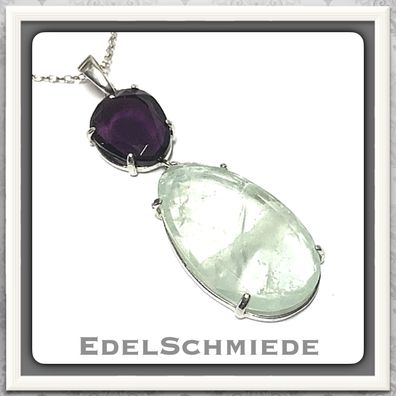 Edelschmiede925 schöner Anhänger Amethyst in 925 Silber inkl Kette