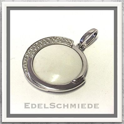 Edelschmiede925 Anhänger mit weißem Achat in 925 Silber rhod m Zir