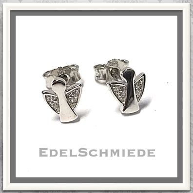 Edelschmiede925 Engel als Ohrstecker 925/- Silber rhod m Zirkonia