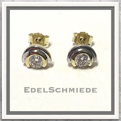Ohrstecker 333 Gelbgold bicolor mit Zirkonia