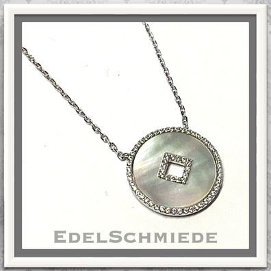 Edelschmiede925 Perlmuttscheibe als Anhänger 925 Silber inkl Kette