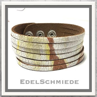 Edelschmiede925 graues Lederarmband mit Druckknopf Verschluß