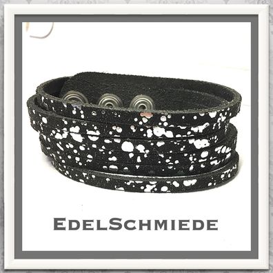 Edelschmiede925 dunkles Lederarmband mit Druckknopf Verschluß 3fac