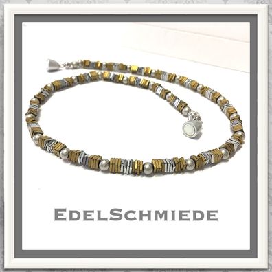 Edelschmiede925 Collier Hämatit (beh.) mit Magnetschließe 45cm