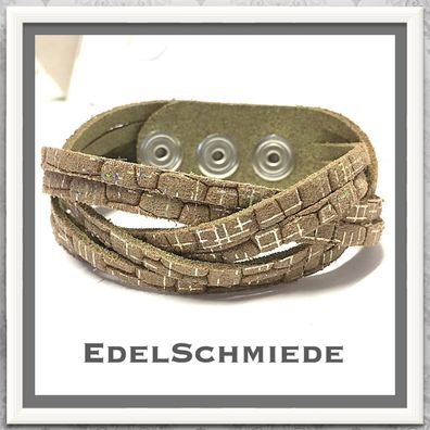 Edelschmiede925 hellbraun Lederarmband mit Druckknopf Verschluß