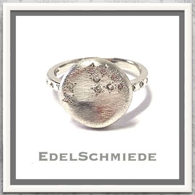 Edelschmiede925 Ring 925 Silber rhod mit Zirkonia - matt - Ringgröße 54