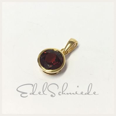 Edelschmiede925 herrlicher Granat Anhänger 333/- Gold (rund + fac.)