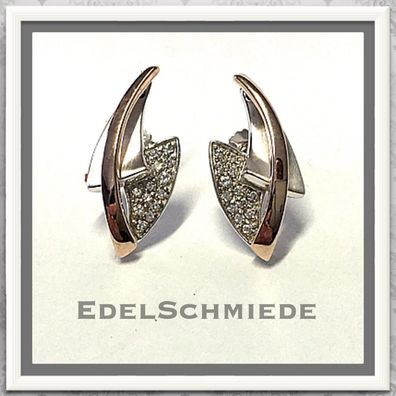 Edelschmiede925 Ohrstecker bicolor 925 Silber mit Zirkionia rosé