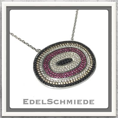 Edelschmiede925 Collier mit ausgefasster Platte 925 Silber rhod