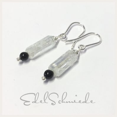 Edelschmiede925 Ohrhänger 925 Silber mit Onyx und Aquamarin