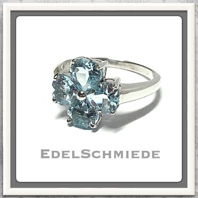 Edelschmiede925 feiner Ring in 925/- Sterling Silber mit Blautopas