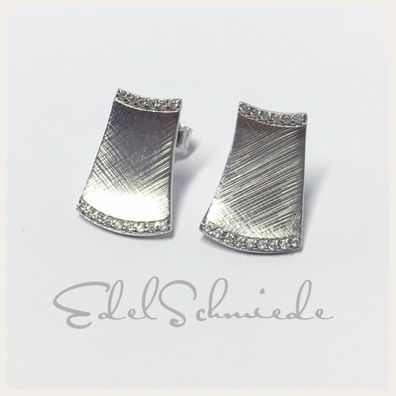 Edelschmiede925 schlichte Ohrstecker 925 Silber rhod mit Zirkonia