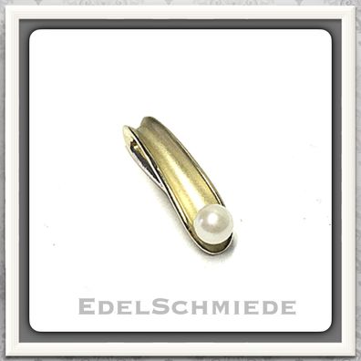 Edelschmiede925 Goldanhänger in 585 GG mit echter Perle (weiß)