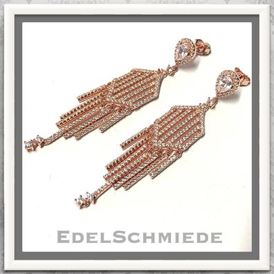 Edelschmiede925 auffallende Ohrringe in 925 Silber rosé m Zirkonia