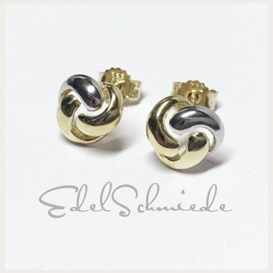 Ohrstecker 333 Gelbgold Knotenoptik bicolor