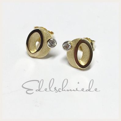 Edelschmiede925 Ohrstecker 333 Gelbgold mit Zirkonia oval mit Zirkonia