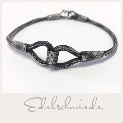 Edelschmiede925 geflochtenes Armband 925/- Sterling Silber geschwärzt 21 cm