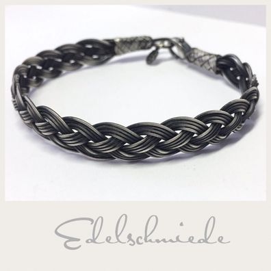 Edelschmiede925 geflochtenes Armband 925/- Sterling Silber geschwärzt 21 cm