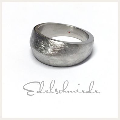 Edelschmiede925 breiter Ring in Edelstahl - eismattiert Ringgröße 54