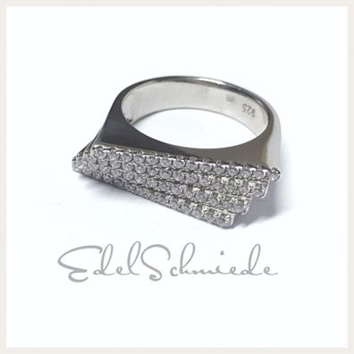 Edelschmiede925 edler Silberring 92 rhod mit Zirkonias Ringgröße 56