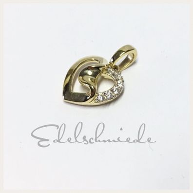 Edelschmiede925 romantisches Herz als Anhänger 333/- GG mit Zirkonia
