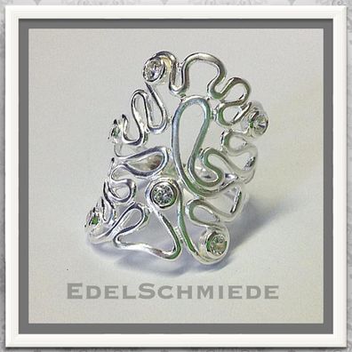 moderner Silberring 925 mit Zirkonia - matt - #54